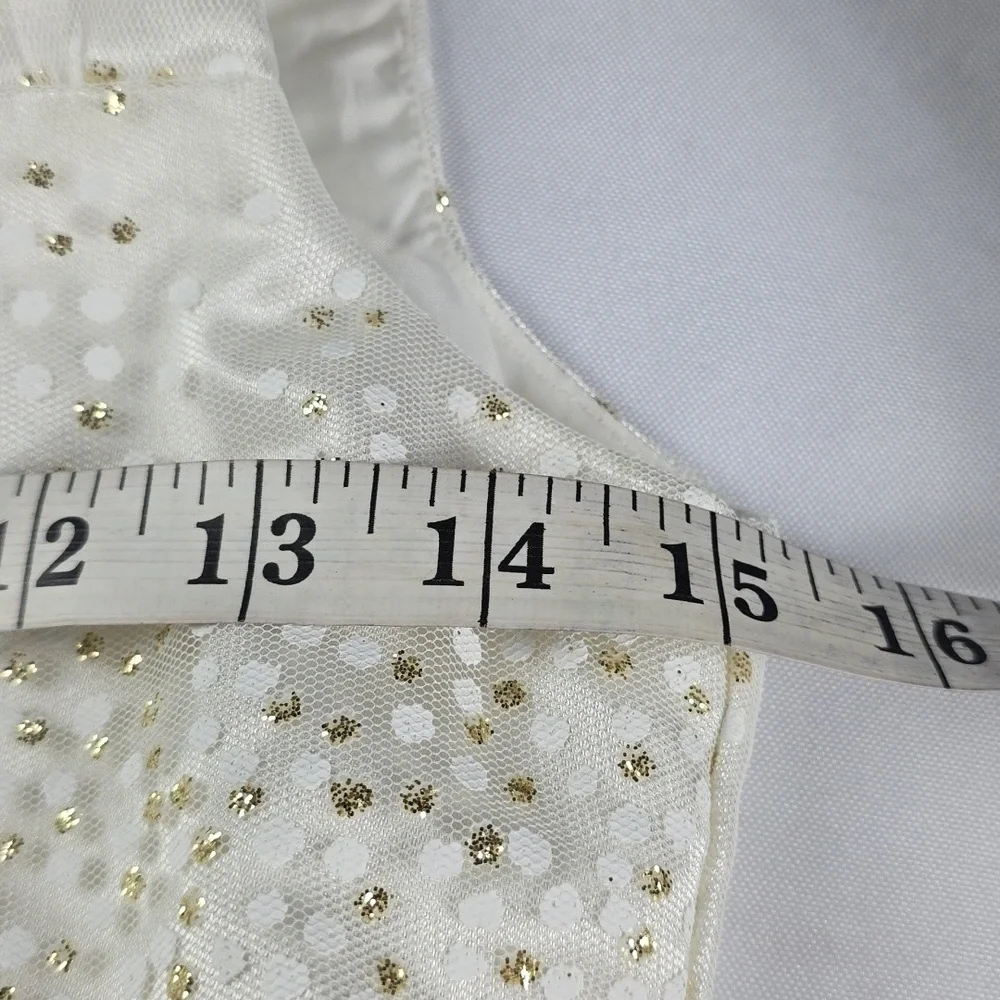 Jona Michelle Girls Cream/Gold Sequin Dress Christmas Ties Button Back Sz 12 EUC - Picture 9 of 11